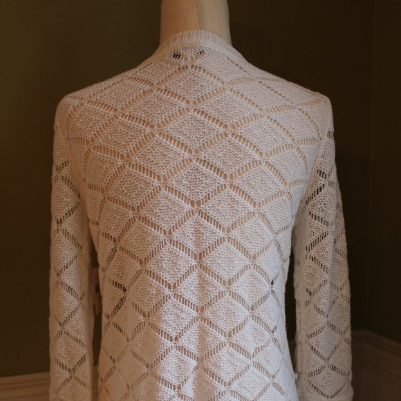 NWT Coldwater Creek Women's White Crochet Long-Sleeve Cardigan Size S/8 - Picture 7 of 11